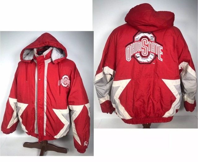 VTG Ohio State Starter jacket size Large red 90's Buckeyes Fullzip hood