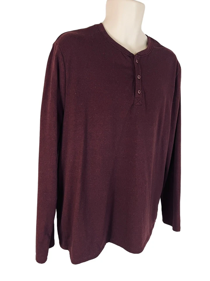 Boston Traders 男式 XL Henley 紫色长袖衬衫 — 第 3/4 张图片