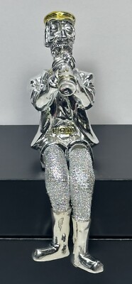Judaica by Karshi 925 Silver Plated Trumpet Player Jerusalem from 1955