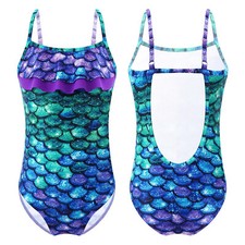 Kids Girls Swimsuit Costume Swimwear Ballet Wetsuit Gymnastics Leotard Jumpsuit