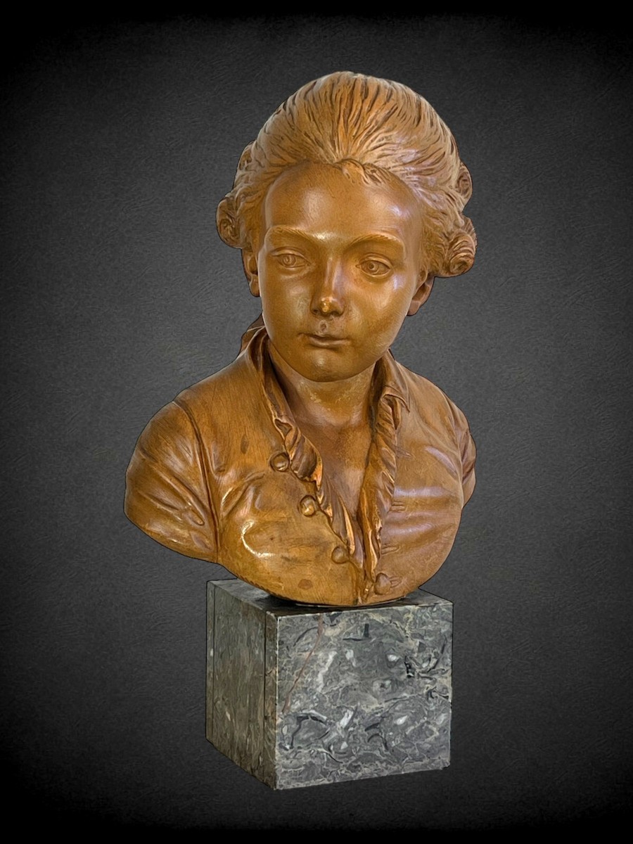 Buste D'enfant En Terre Cuite D'après Pajou - Sur Socle En Marbre, Dimensions 31 à 50 Cm, XIXe Ou Avant