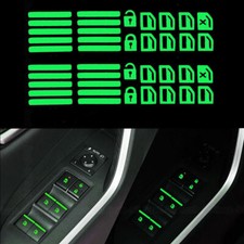 2pcs Car Door Window Glow Switch Button Sticker Night Luminous Decal Accessories