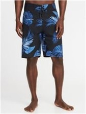 OLD NAVY 38 Swimming BOARD SHORTS Blue Palms Flex 10" Inseam UPF 40 NWT