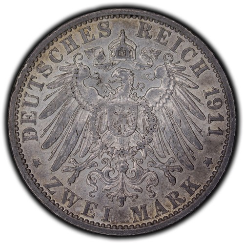 Germany Prussia 1911 A 5 Mark Silver Coin KM #522 - Almost Uncirculated - Picture 2 of 2