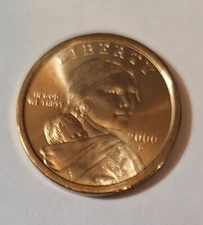 2000 P Sacagawea Native  American Dollar Coin Uncirculated From US Mint roll.