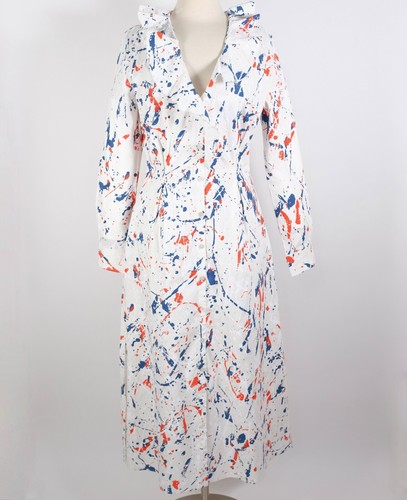 New Ralph Lauren Collection Anakin dress 10 stretch linen paint splatter $2790 - Picture 10 of 13