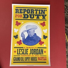 REPORTIN' FOR DUTY LESLIE JORDAN POSTER HATCH PRINT EDDIE VEDDER PEARL JAM OPRY