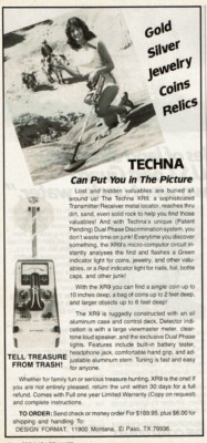 1980 Vintage Print Ad Techna XR9 Transmitter/Receiver Metal Locator Detector