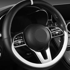 Pu Leather Steering Wheel Cover Anti-slip For Car Suv Truck 15 Blackwhite
