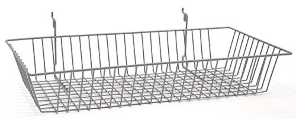 Only Hangers Chrome Slatwall Gridwall Multi Basket 24" W x 12" D x 4" H 2pk