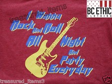 BC Ethic Red T-Shirt Kiss Rock and Roll all Night Large T Shirt Teen Made in USA