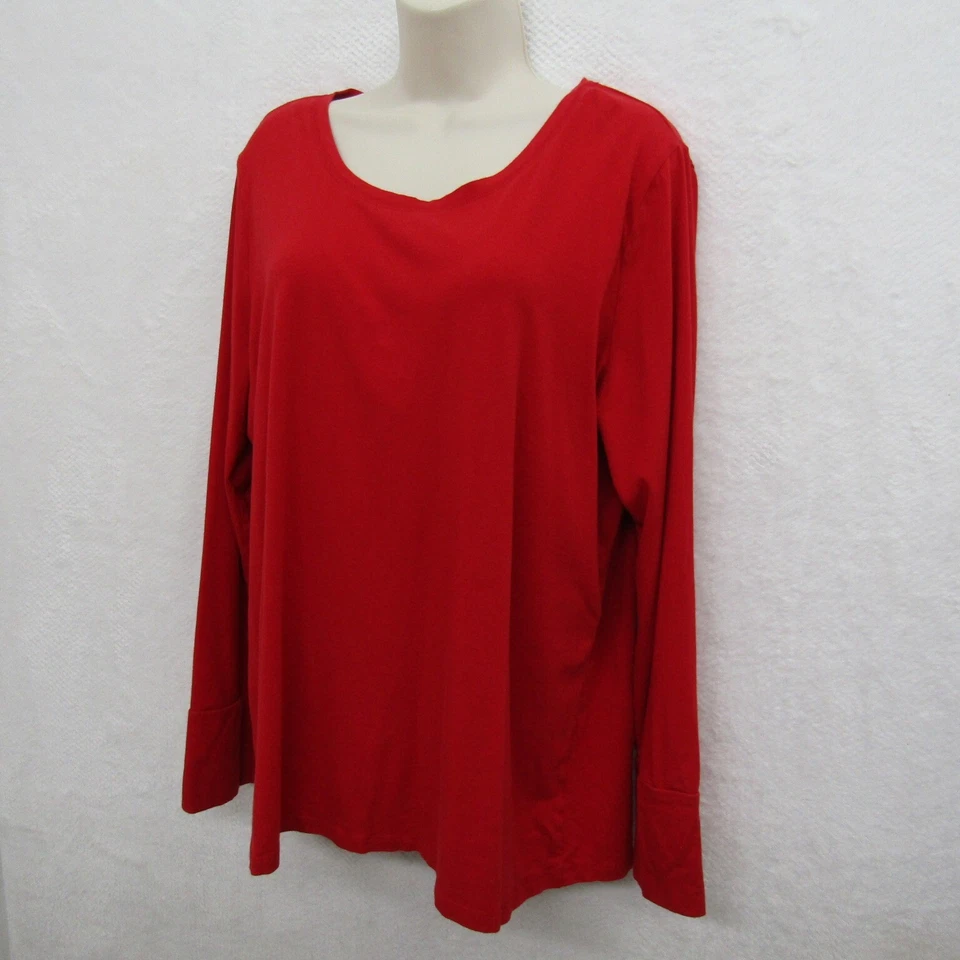 a.n.a Womens Top Shirt Blouse XX Large Red Long Sleeve Tee Casual Flowy Preppy - Image 2 of 4