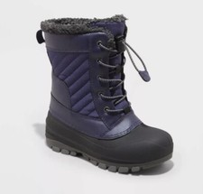 All In Motion Girls' Navy Blue Ultra-Warm Skylar Lace-Up Winter Boots Size 3  