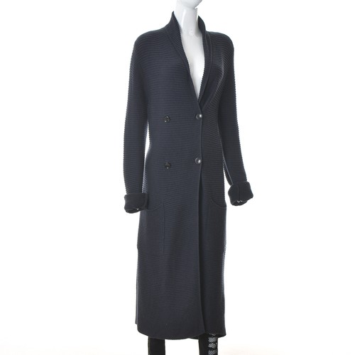 Marc O Polo lunga Coatigan donna Large L blu navy scuro 2 bottoni misto cotone - Foto 2 di 7