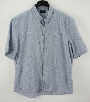7 Diamonds Premium Electric Trust Men's 3XL Slim Blue Checkered Button Up Shirt