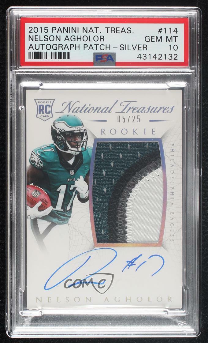 Nelson Agholor Panini National Treasures #114 Autograph Patch-Silver