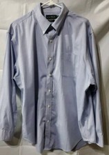 Lauren Ralph Lauren Dress Shirt Men  s Size 18 34/35 Blue Classic Fit Non Iron