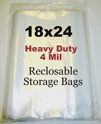 5 EXTRA LARGE 18''x 24'' Clear Reclosable 4 MIL HEAVY DUTY Storage Bags