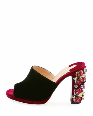 New Christian Louboutin Donaflor Velvet Platform Red Sole Slide