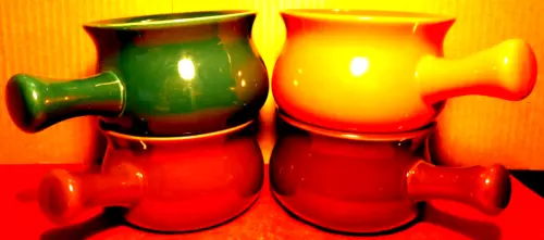 Buchase~Vintage Stoneware Soup/Chili Bowl With Handle 16 oz. Set of Four