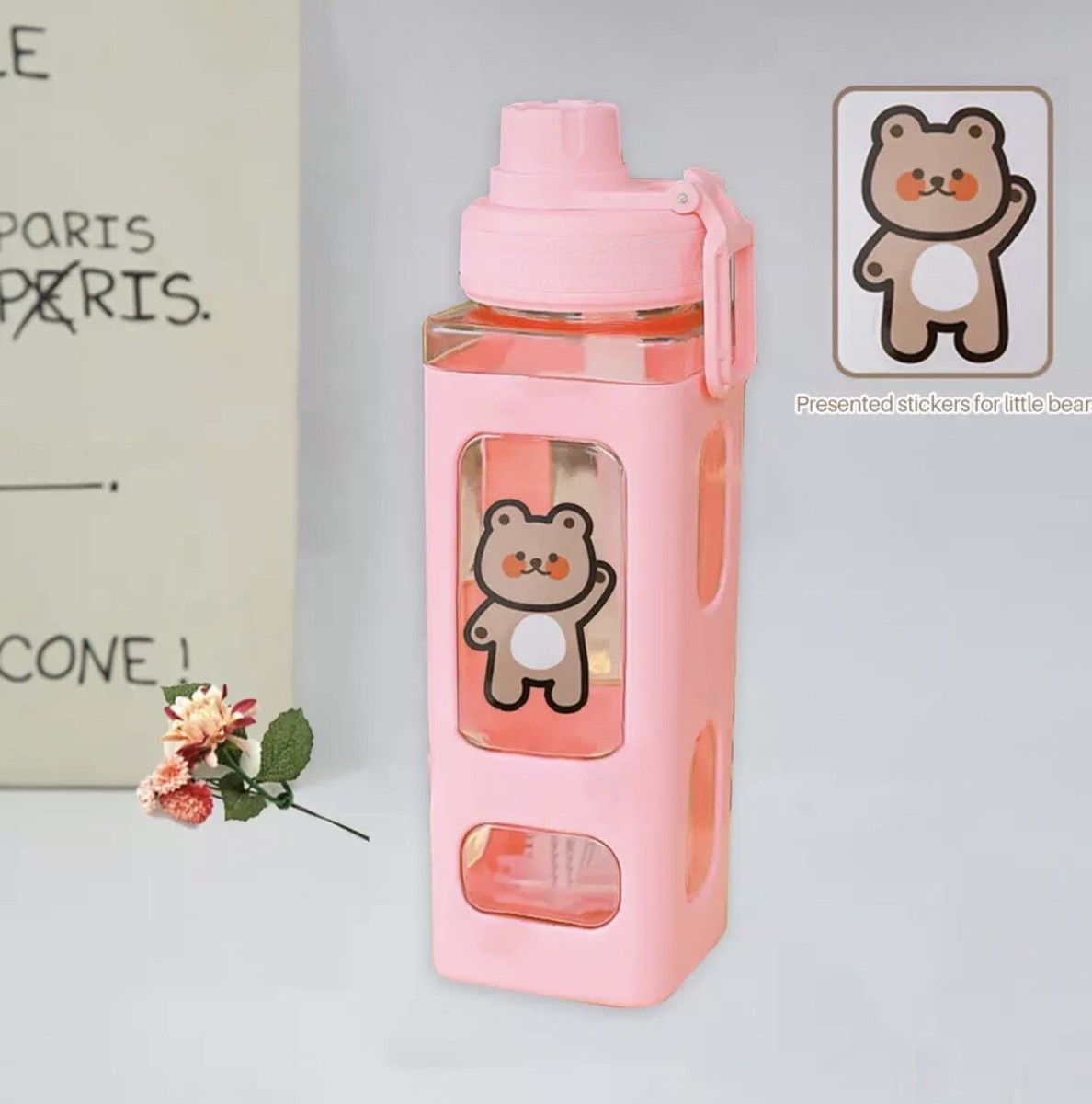 Kawaii Cute Pink Water Bottle For Kids And Adults
