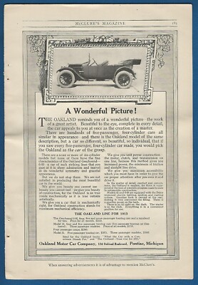 1913 OAKLAND automobile advertisement, touring car, top down