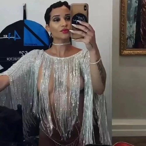 Sexy Body Bikinis Long Tassel Underwear Shoulder Rhinestone Bra Harness Necklace - Image 2 of 4