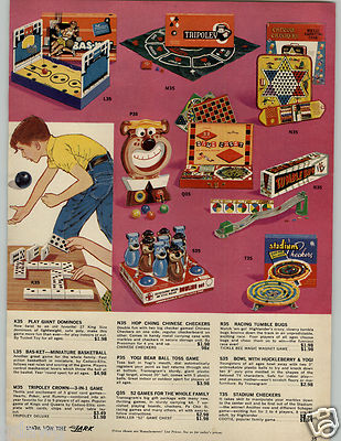 1960/1961 PAPER AD Toy Yogi Bear Bowling Huckleberry Ball Toss Game Rawlings