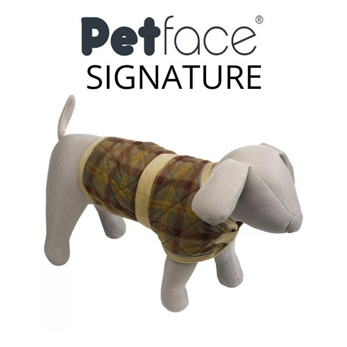 Petface Signature Checked Dog Puppy Quilted Coat Fleece Lining Reflective Tape - Picture 1 of 7
