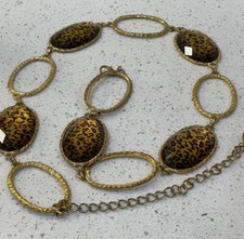 Leopard Print Gold Toned Chain Belt Vintage