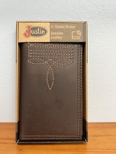 JUSTIN BOOTS NIB NWT Jr. Rodeo Leather Brown Mens Wallet SEE DESCRIPTION/DAMAGE