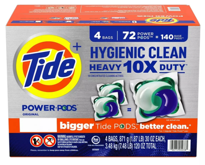 #ad Tide Hygienic Clean Power PODS Laundry Detergent Pacs Original 72 Count $38.00