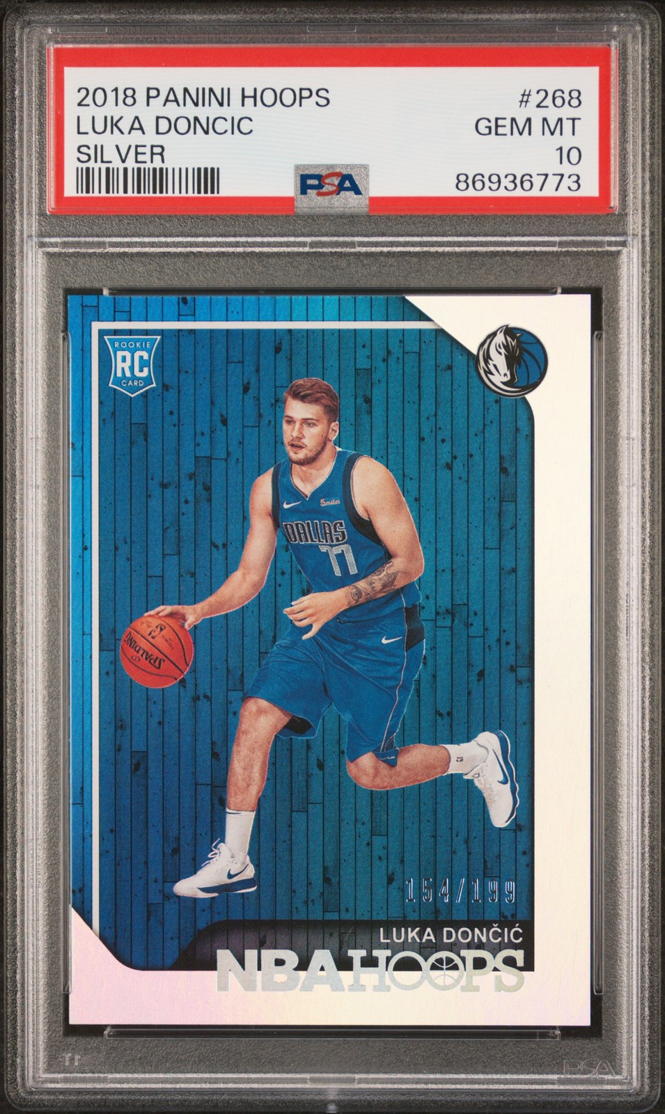 2018 PANINI HOOPS SILVER #268 LUKA DONCIC ROOKIE RC 154/199 PSA 10