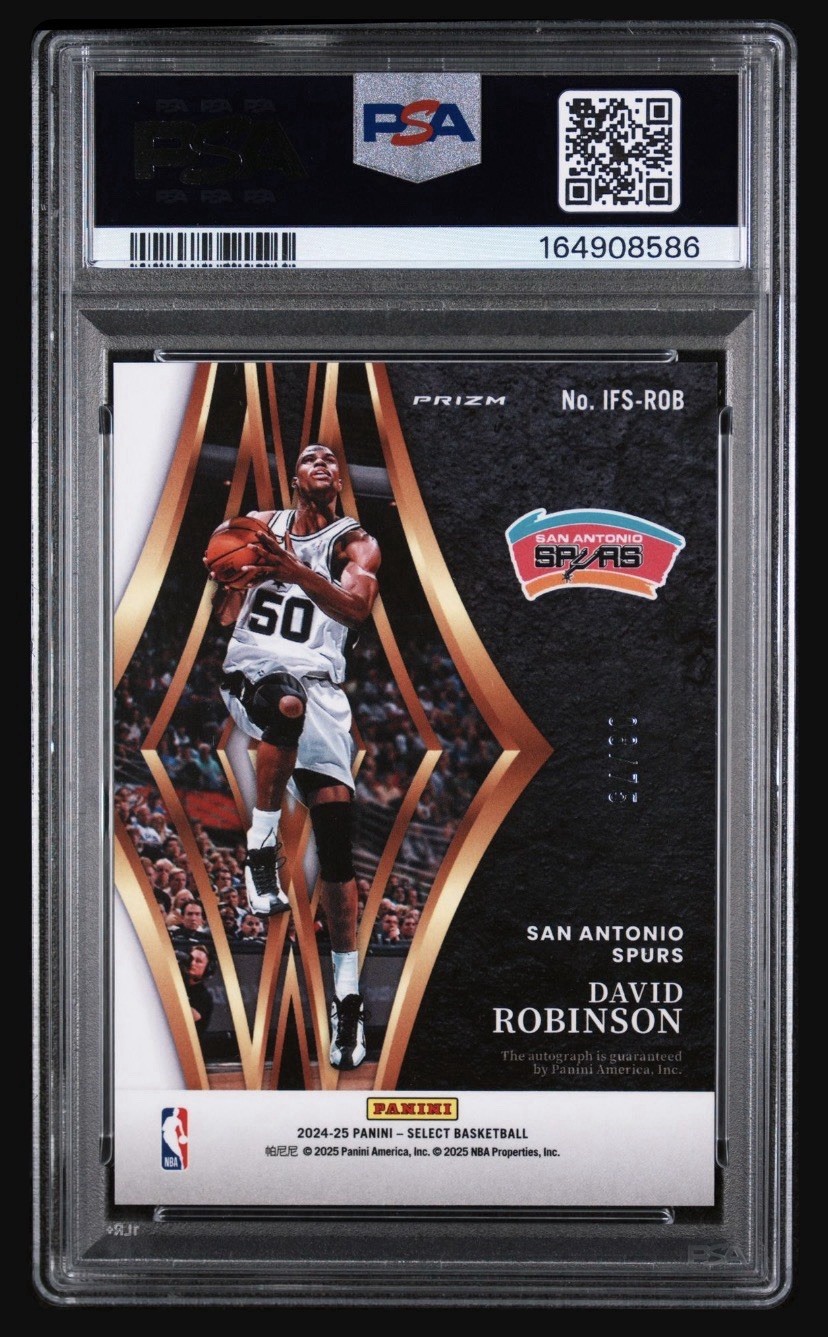 Panini Select 2024-25 David Robinson In Flight Sig Purple Prizm /75 PSA 10 Auto view 2