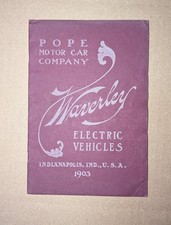 1903 Waverley Electric Vehicles Catalog Pope Motor Car Co. Free S/H Indianapolis
