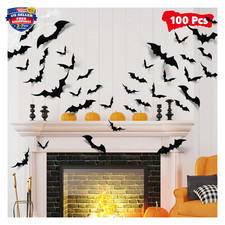 Halloween Bat Wall Decals Set of 100 PVC Stickers for Indoor Outdoor Halloween