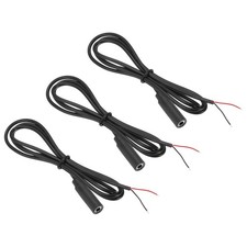 3pcs 3.5mm Female Jack 1/8" TRS 2 Plug 32.5mm 28AWG Pole Cable, 39.4inches