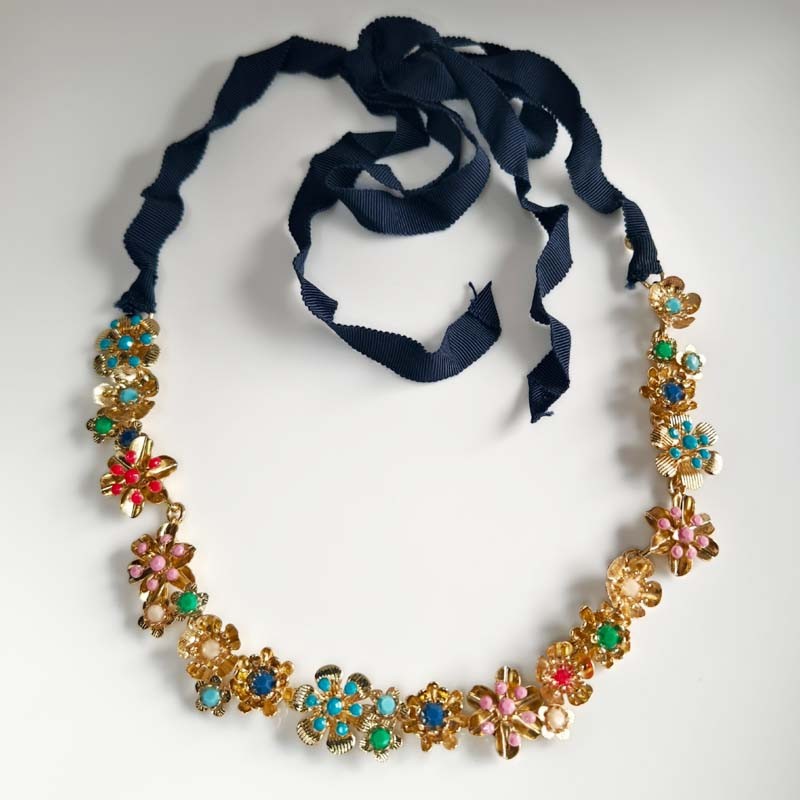 Talbots Flower Adjustable Statement Necklace Chic Women Party Vacation Jewelry