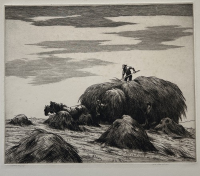 #ad Keith Shaw Williams Michigan 1906 1951 Upload Haying 1942 Signed Etching Print $249.95