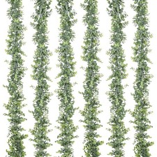 6 Pack Artificial Eucalyptus Garland, Fake Eucalyptus Greenery Garland Weddin...