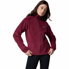 Columbia Jacket Benton Springs Full Zip Fleece Outdoor Hiking Wine womens XL