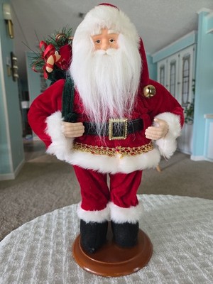 Bed Bath & Beyond Santa Claus Tabletop Figurine w/ Stand & Sack of Gifts 16'' 