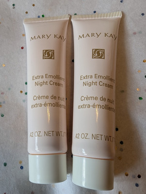 TWO Mary Kay Extra Emollient Night Cream Travel size 0.42 oz. net wt/11 gram NEW