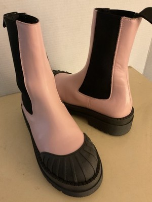 Anthropologie Maeve Women Pink Leather Platform Chelsea Boots Size 7 Euro 38