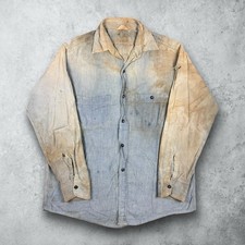 Vintage 50s Penney's Sanforized Chambray Faded Farm Work Shirt XL Union