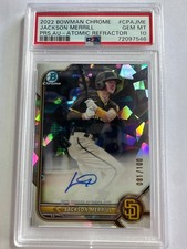 🔥JACKSON MERRILL 2022 BOWMAN CHROME PROSPECTS ATOMIC REFRACTOR AUTO/100 PSA10🔥