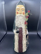 Primitive Paper Mache Santa 10”