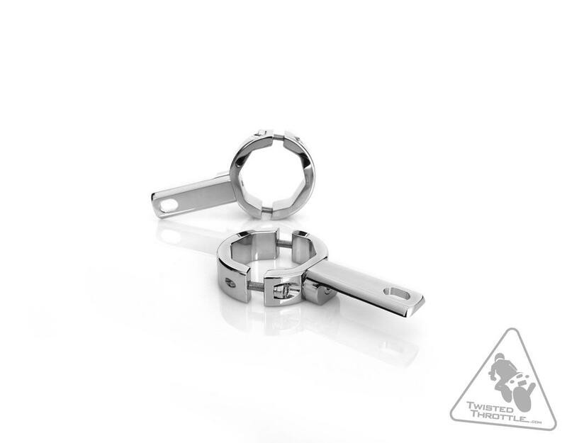Support d'éclairage de fourche DENALI moto custom chrome Ø39mm à 49mm - 3