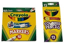 NEW Crayola School Supplies 12 Pencils and 10 Crayola Markers