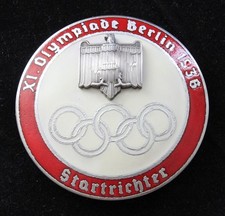German WWII 1936 Berlin Summer Olympics &ldquo;Startrichter&rdquo; Starter Badge &ndash; Red